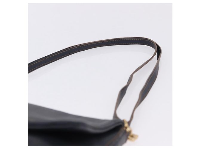 Borsa a tracolla BURBERRY in pelle blu navy e oro Auth 202255 - vista 8