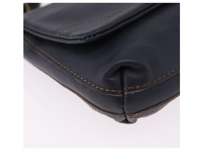 Borsa a tracolla BURBERRY in pelle blu navy e oro Auth 202255 - vista 9