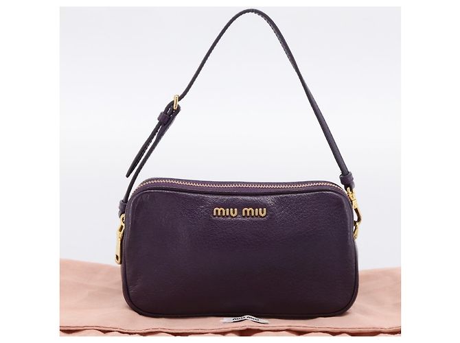 Bolsa de mão Miu Miu em couro roxo dourado Auth 202035V - vista 12