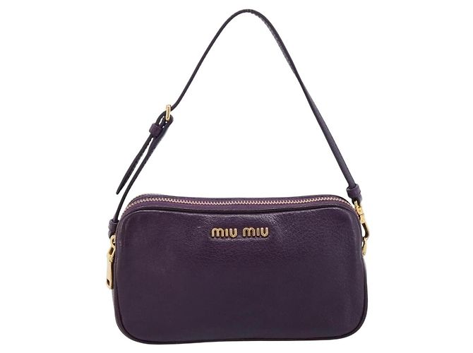 Bolsa de mão Miu Miu em couro roxo dourado Auth 202035V - vista 13