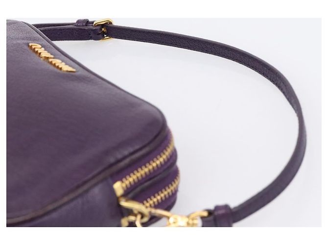 Bolsa de mão Miu Miu em couro roxo dourado Auth 202035V - vista 14