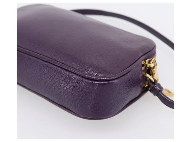 Bolsa de mão Miu Miu em couro roxo dourado Auth 202035V - vista 16