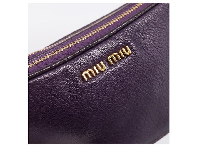 Bolsa de mão Miu Miu em couro roxo dourado Auth 202035V - vista 18