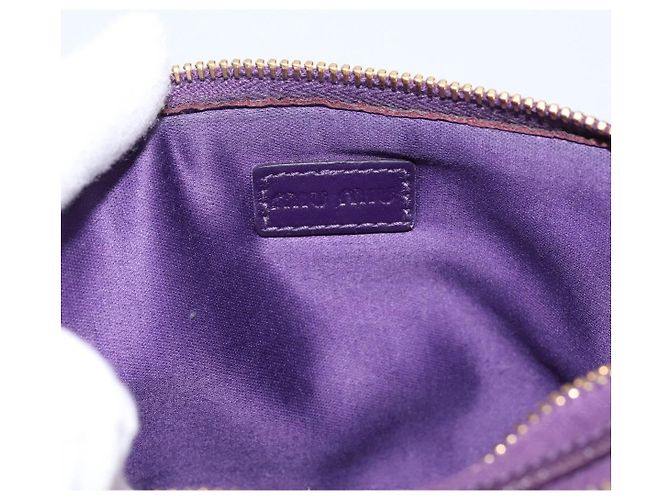 Bolsa de mão Miu Miu em couro roxo dourado Auth 202035V - vista 19
