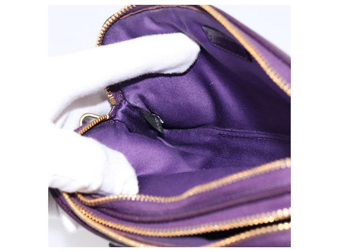 Bolsa de mão Miu Miu em couro roxo dourado Auth 202035V - vista 21