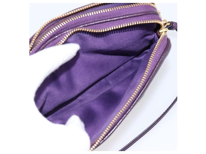 Bolsa de mão Miu Miu em couro roxo dourado Auth 202035V - vista 22