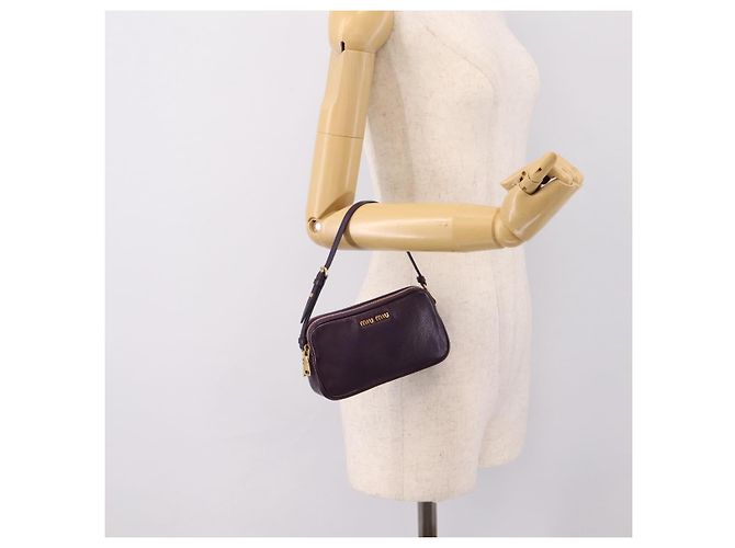 Bolsa de mão Miu Miu em couro roxo dourado Auth 202035V - vista 23