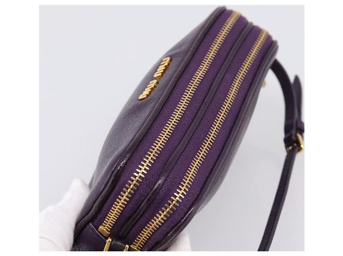 Bolsa de mão Miu Miu em couro roxo dourado Auth 202035V - vista 6