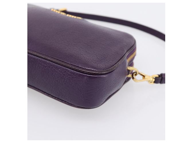 Bolsa de mão Miu Miu em couro roxo dourado Auth 202035V - vista 8