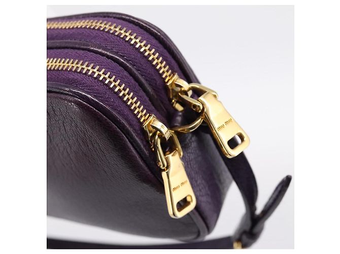Bolsa de mão Miu Miu em couro roxo dourado Auth 202035V - vista 9