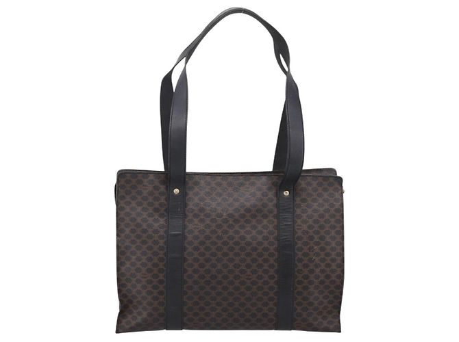 Céline Borsa Tote CELINE Macadam PVC Pelle Nero Tono Oro Auth 202273 - vista 2