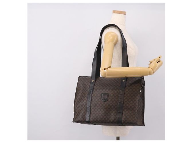 Céline Borsa Tote CELINE Macadam PVC Pelle Nero Tono Oro Auth 202273 - vista 22