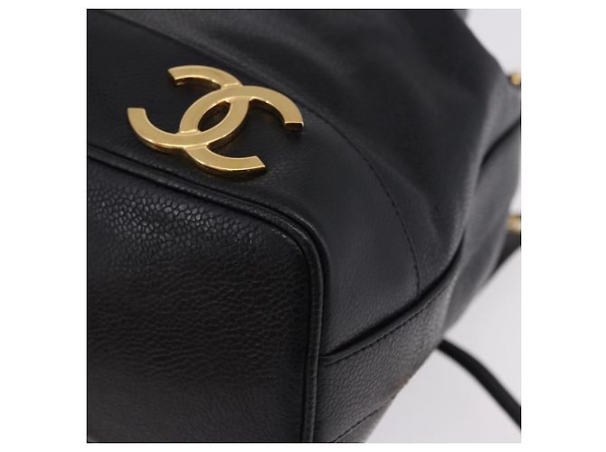 Borsa a tracolla CHANEL Triple Coco Chain in pelle Caviar Nera e Oro CC Auth yk20817SAV Nero D'oro - vista 17