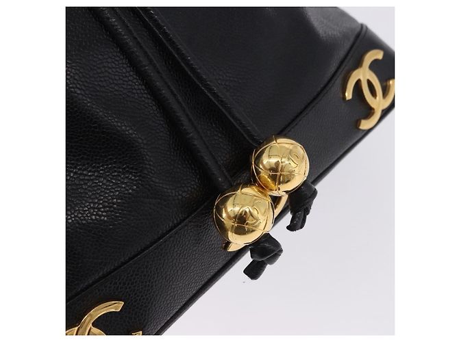 Borsa a tracolla CHANEL Triple Coco Chain in pelle Caviar Nera e Oro CC Auth yk20817SAV Nero D'oro - vista 18