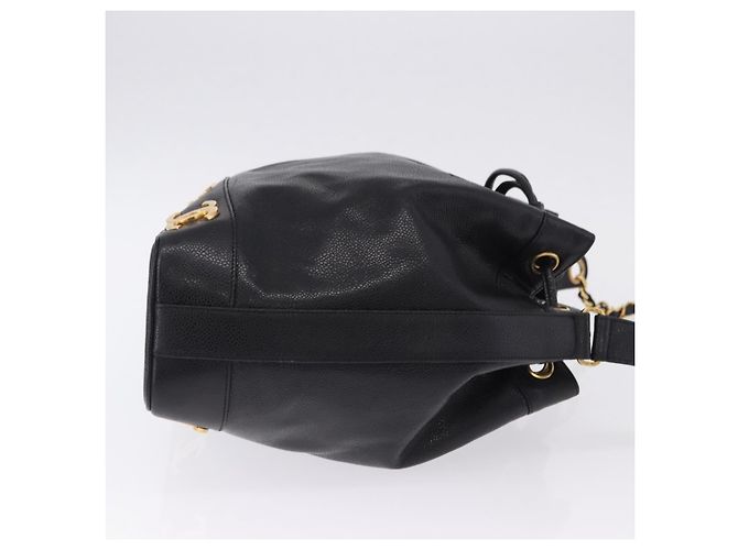 Borsa a tracolla CHANEL Triple Coco Chain in pelle Caviar Nera e Oro CC Auth yk20817SAV Nero D'oro - vista 3