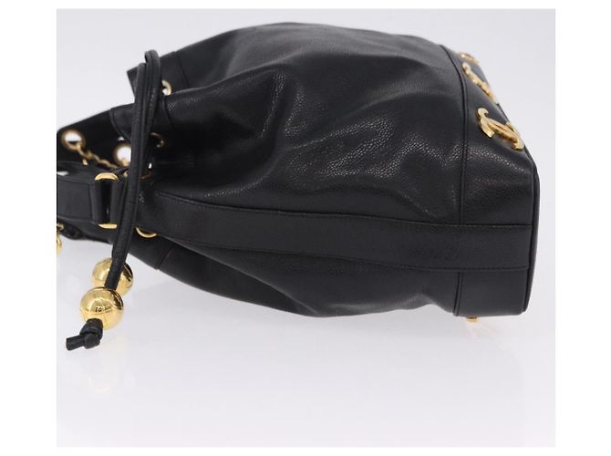 Borsa a tracolla CHANEL Triple Coco Chain in pelle Caviar Nera e Oro CC Auth yk20817SAV Nero D'oro - vista 4
