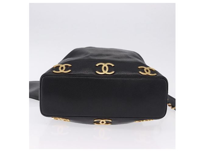 Borsa a tracolla CHANEL Triple Coco Chain in pelle Caviar Nera e Oro CC Auth yk20817SAV Nero D'oro - vista 5