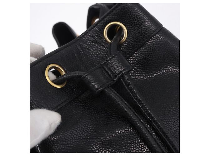 Borsa a tracolla CHANEL Triple Coco Chain in pelle Caviar Nera e Oro CC Auth yk20817SAV Nero D'oro - vista 9