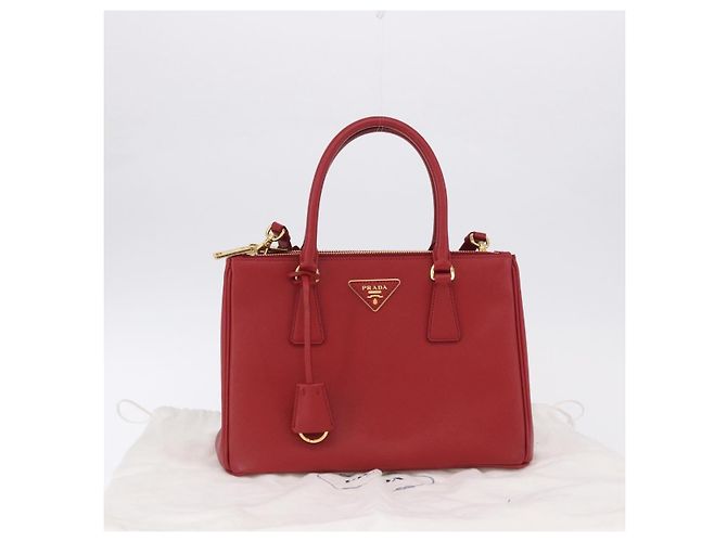 Borsa a mano PRADA Galleria in pelle Saffiano 2way Rossa Oro Auth 199932V Rosso D'oro - vista 12