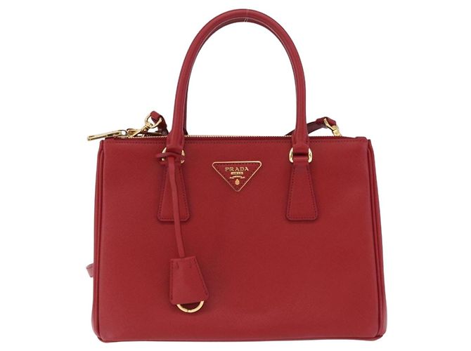 Borsa a mano PRADA Galleria in pelle Saffiano 2way Rossa Oro Auth 199932V Rosso D'oro - vista 13