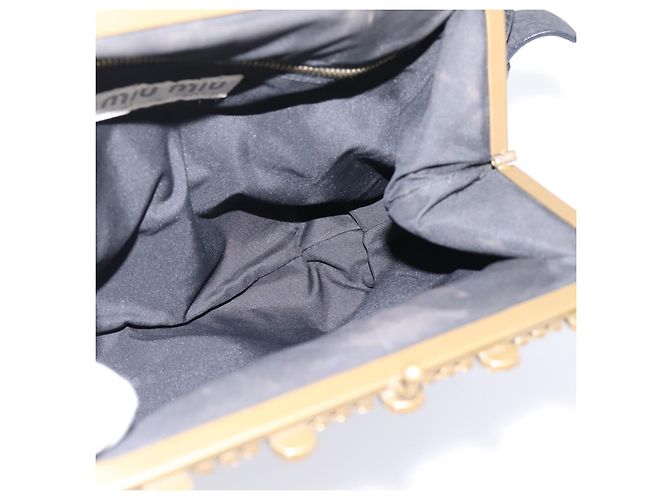 Borsa a tracolla Miu Miu in pelle nera e oro Auth 199415V Nero D'oro - vista 17