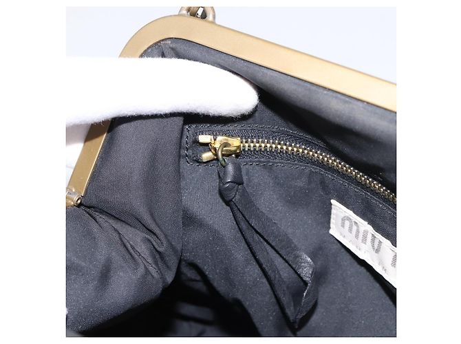Borsa a tracolla Miu Miu in pelle nera e oro Auth 199415V Nero D'oro - vista 19