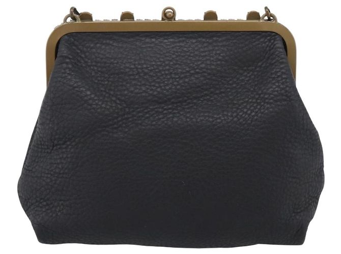 Borsa a tracolla Miu Miu in pelle nera e oro Auth 199415V Nero D'oro - vista 2
