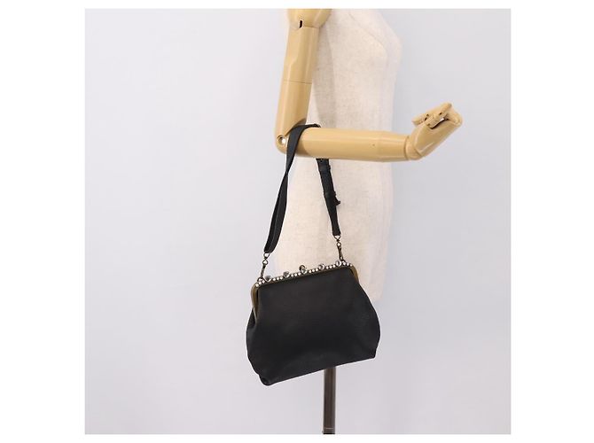 Borsa a tracolla Miu Miu in pelle nera e oro Auth 199415V Nero D'oro - vista 21