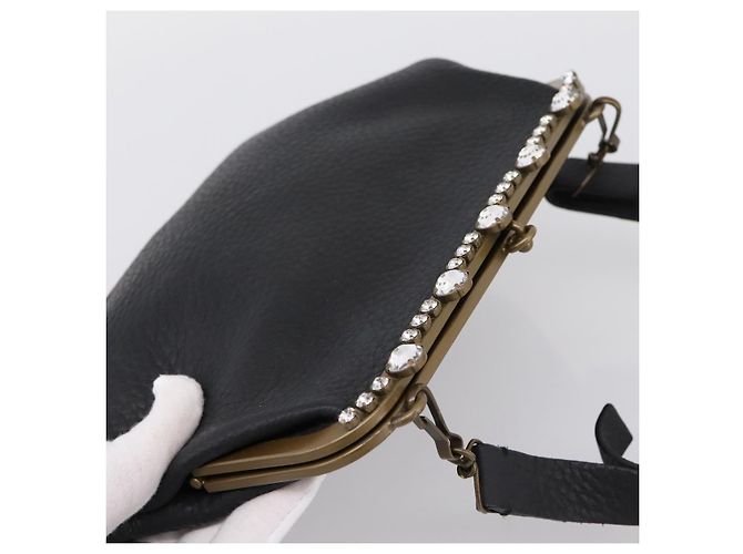 Borsa a tracolla Miu Miu in pelle nera e oro Auth 199415V Nero D'oro - vista 6