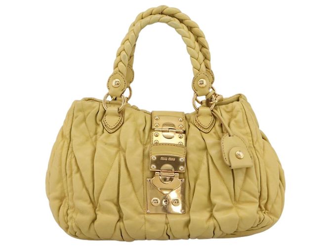 Borsa Miu Miu Matelassé in pelle 2way Gialla Tono Oro Auth 167575V Giallo - vista 13