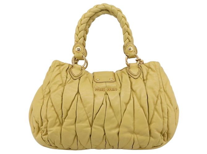 Borsa Miu Miu Matelassé in pelle 2way Gialla Tono Oro Auth 167575V Giallo - vista 2