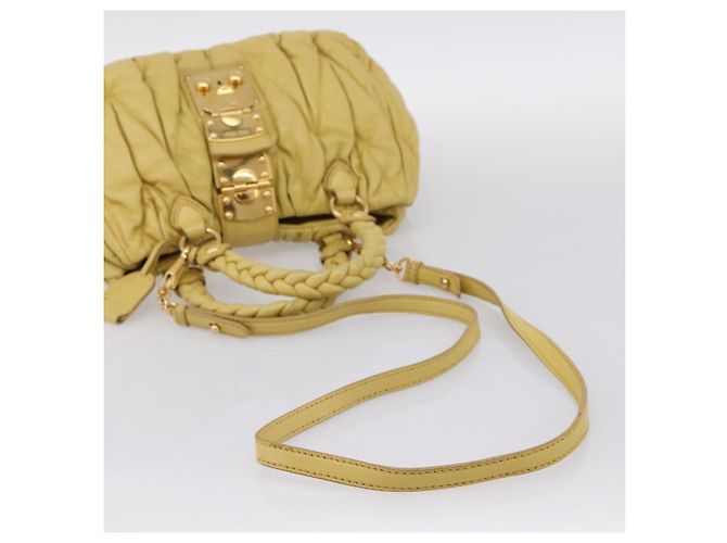 Borsa Miu Miu Matelassé in pelle 2way Gialla Tono Oro Auth 167575V Giallo - vista 8