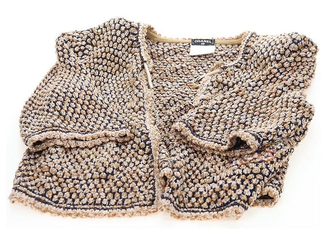 Ensemble veste et jupe CHANEL en nylon avec CC doré Auth ki6808M - vue 11