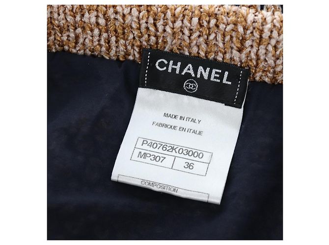 Ensemble veste et jupe CHANEL en nylon avec CC doré Auth ki6808M - vue 19