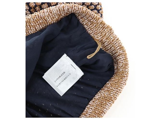 Ensemble veste et jupe CHANEL en nylon avec CC doré Auth ki6808M - vue 21