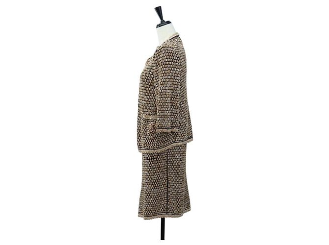 Ensemble veste et jupe CHANEL en nylon avec CC doré Auth ki6808M - vue 3