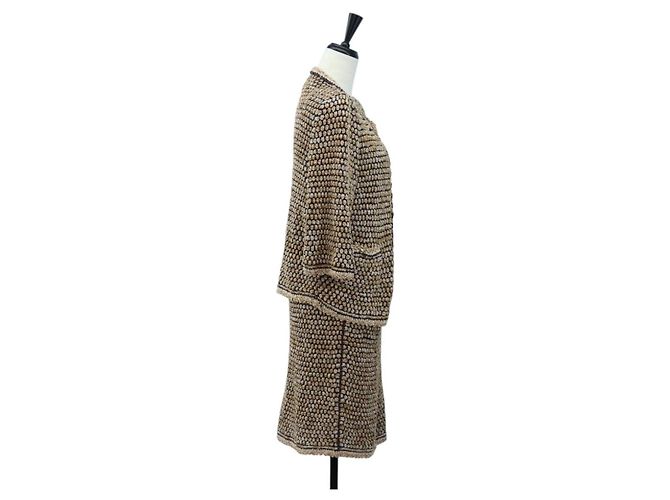 Ensemble veste et jupe CHANEL en nylon avec CC doré Auth ki6808M - vue 4