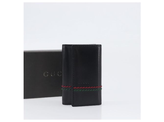 GUCCI Key Case Leather Black Silver 138052 Auth 199850V Silvery - view 12