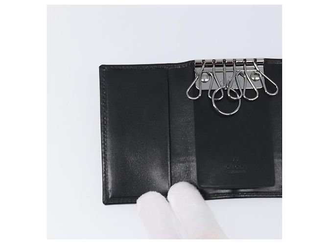 GUCCI Key Case Leather Black Silver 138052 Auth 199850V Silvery - view 19