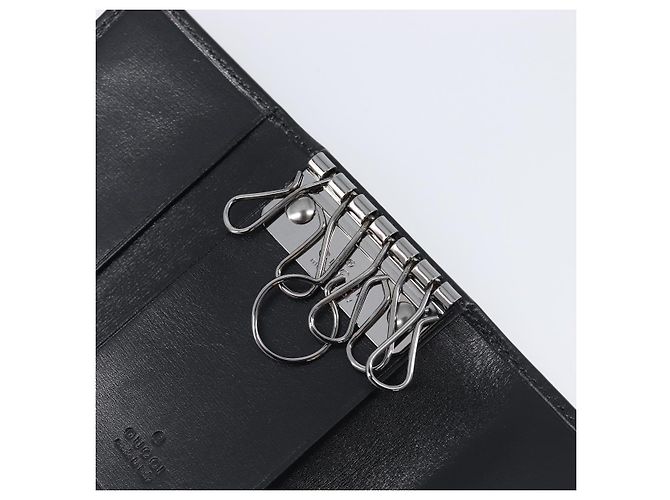 GUCCI Key Case Leather Black Silver 138052 Auth 199850V Silvery - view 21