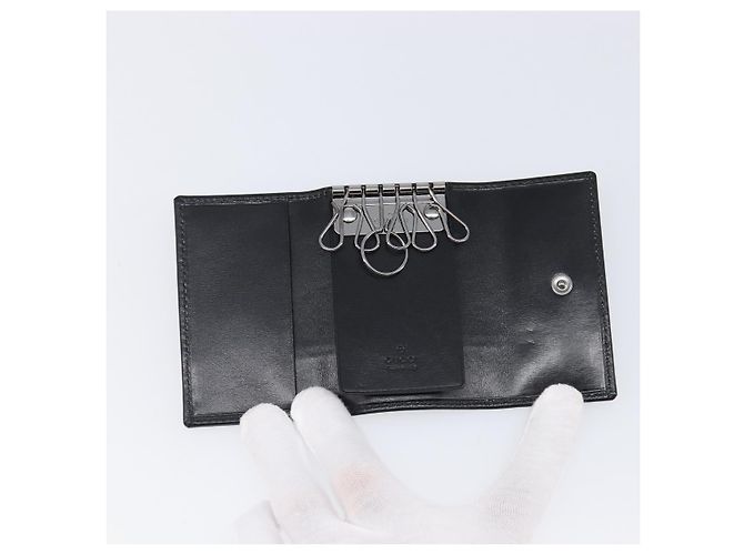 GUCCI Key Case Leather Black Silver 138052 Auth 199850V Silvery - view 8