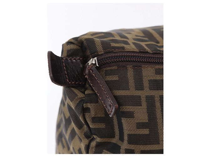 Borsa Tote FENDI Zucca Canvas Nylon Marrone Nero Auth 197867 - vista 10
