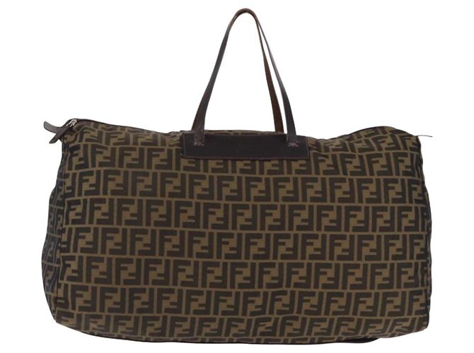 Borsa Tote FENDI Zucca Canvas Nylon Marrone Nero Auth 197867 - vista 13