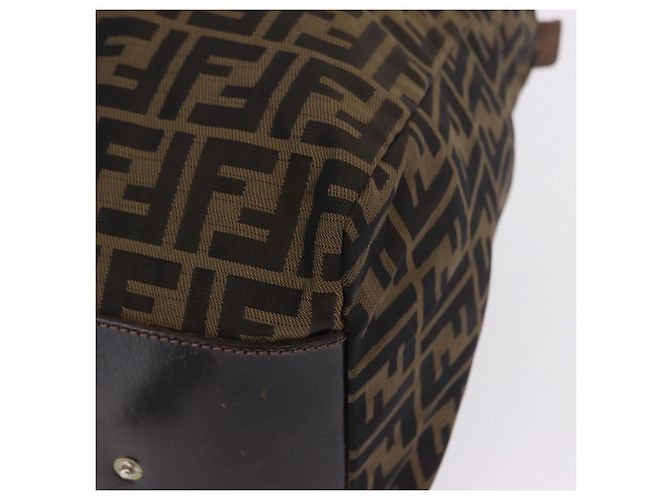 Borsa Tote FENDI Zucca Canvas Nylon Marrone Nero Auth 197867 - vista 15