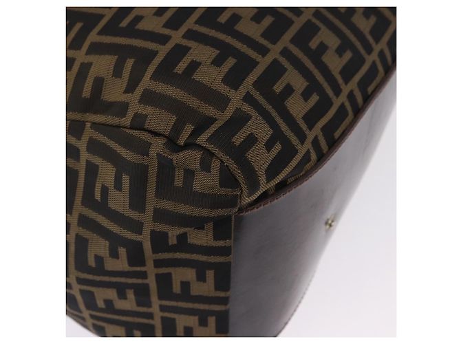 Borsa Tote FENDI Zucca Canvas Nylon Marrone Nero Auth 197867 - vista 16