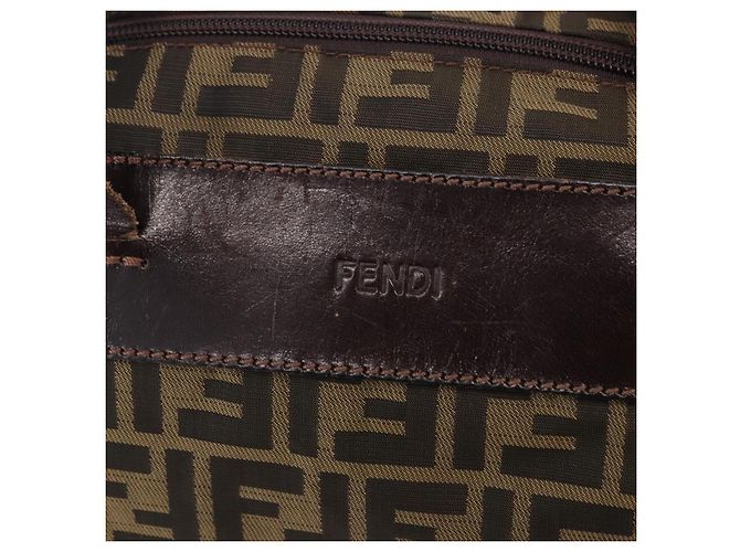 Borsa Tote FENDI Zucca Canvas Nylon Marrone Nero Auth 197867 - vista 17