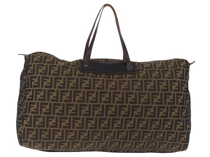 Borsa Tote FENDI Zucca Canvas Nylon Marrone Nero Auth 197867 - vista 2