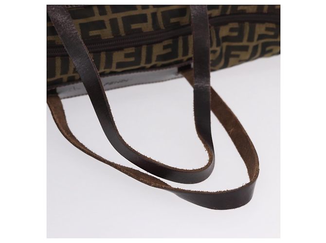 Borsa Tote FENDI Zucca Canvas Nylon Marrone Nero Auth 197867 - vista 7