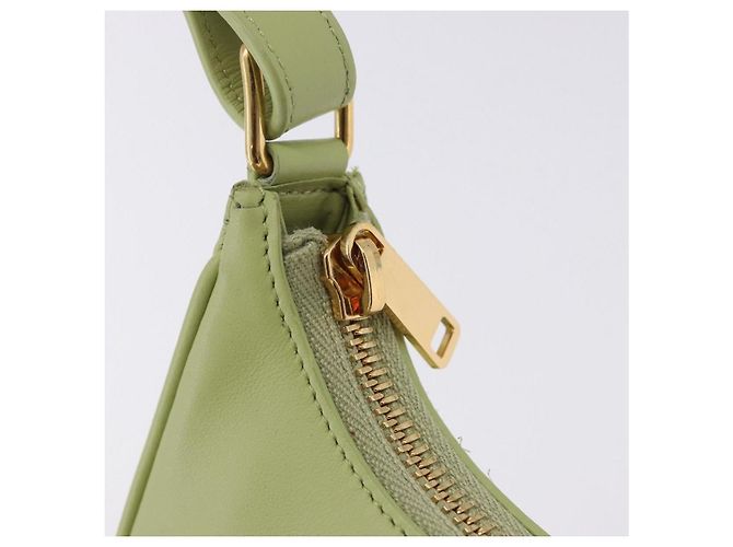 Céline CELINE Hand Pouch Mini Ava Hand Bag Leather Green Gold Auth 200058M Doré Vert - vue 10