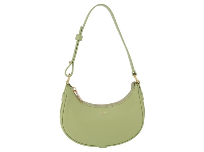 Céline CELINE Hand Pouch Mini Ava Hand Bag Leather Green Gold Auth 200058M Doré Vert - vue 13